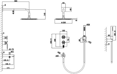 Душевая система Bronze de Luxe 1760'S 6630CC Хром 