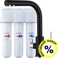 Смеситель Paulmark Essen Es213011-401 для кухонной мойки, антрацит с фильтром Аквафор Кристалл ECO H