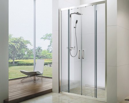 Душевая дверь Berges Porta 120-140 063101 профиль Хром сильвер стекло прозрачное 