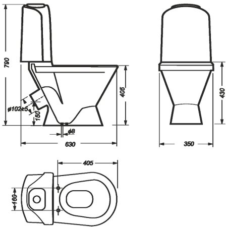 Унитаз-компакт Sanita Luxe Classic DM CSCSLCC01040611 с бачком и сиденьем Микролифт 