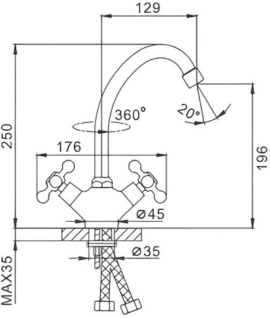 Смеситель для кухни Frap F4119 Хром 