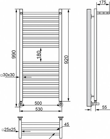 Полотенцесушитель водяной Ника Modern ЛМ-3 100/50, хром 