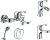 Комплект для ванной D&K Rhein Eucharius DA1370002SET 4 в 1, три смесителя + душевой гарнитур 