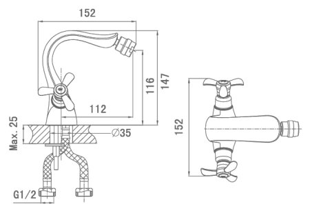 Смеситель D&K Documenta Hessen DA1212201 для биде 