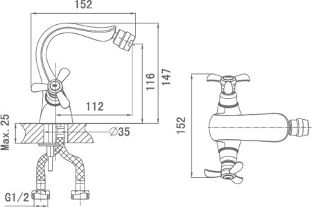 Смеситель D&K Documenta Hessen DA1212201 для биде 