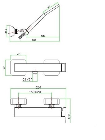 Смеситель для душа Fiore Kube 100CR8540 Хром 