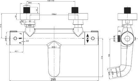 Термостат Omnires Y 1236/N для ванны с душем, хром 