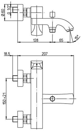 Смеситель для ванны Paini F1CR111LMKM Хром 