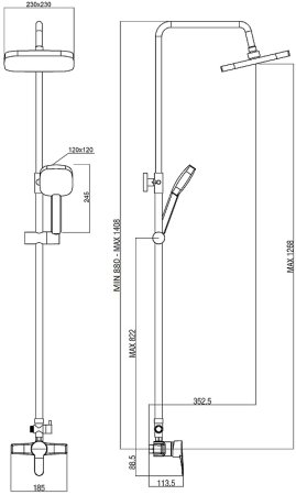 Душевая система Orange OneLife P01-912cr Хром 