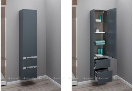 Шкаф-пенал для ванной Aquanet Виго 40 сине-серый 