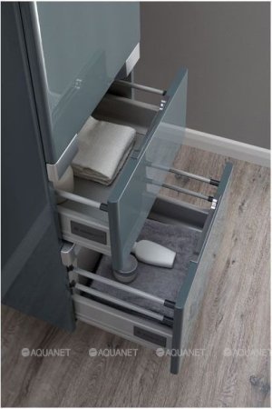 Шкаф-пенал для ванной Aquanet Виго 40 сине-серый 