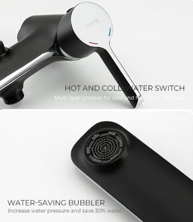 Душевая система Gappo G03-6 G2403-6 Черная матовая Хром 