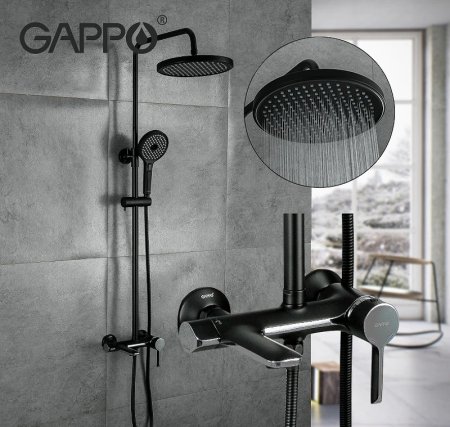 Душевая система Gappo G03-6 G2403-6 Черная матовая Хром 
