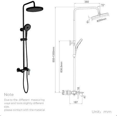 Душевая система Gappo G03-6 G2403-6 Черная матовая Хром 
