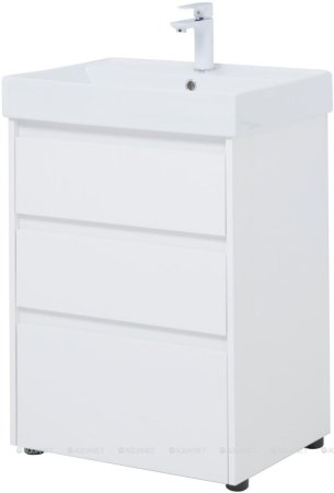 Тумба с раковиной Aquanet Nova Lite 60 белый глянец (3 ящика) 