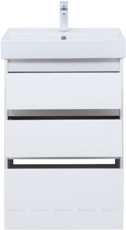 Тумба с раковиной Aquanet Nova Lite 60 белый глянец (3 ящика) 