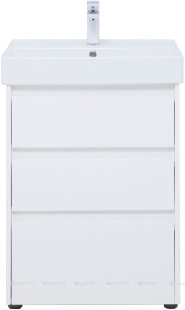 Тумба с раковиной Aquanet Nova Lite 60 белый глянец (3 ящика) 