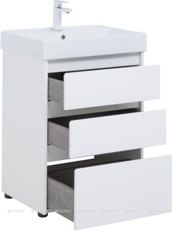 Тумба с раковиной Aquanet Nova Lite 60 белый глянец (3 ящика) 