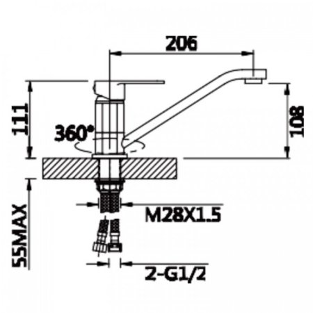 Cмеситель для кухни ViEiR V113521 Хром 