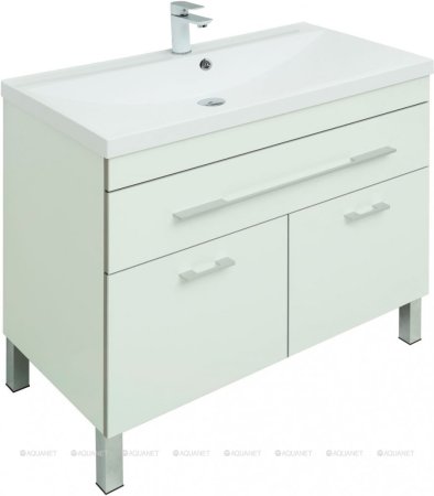 Тумба с раковиной Aquanet Верона 90 белый (напольная 1 ящик 2 дверцы) 