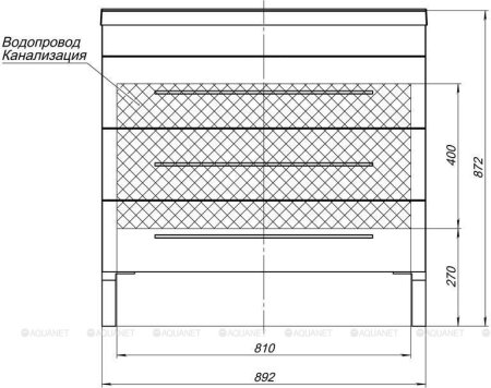 Тумба с раковиной Aquanet Верона 90 белый (напольная 1 ящик 2 дверцы) 