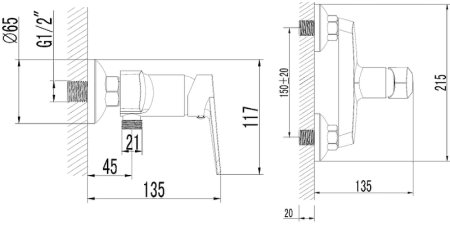 Смеситель для душа Azario Castelo AZ-VJC338274C Хром 