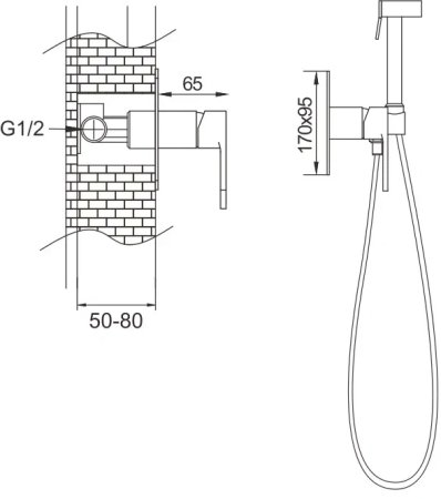 Гигиенический душ со смесителем Rose R255, хром 