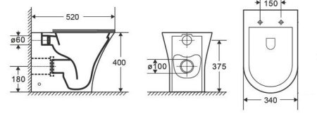 Унитаз приставной CeramaLux 217D 