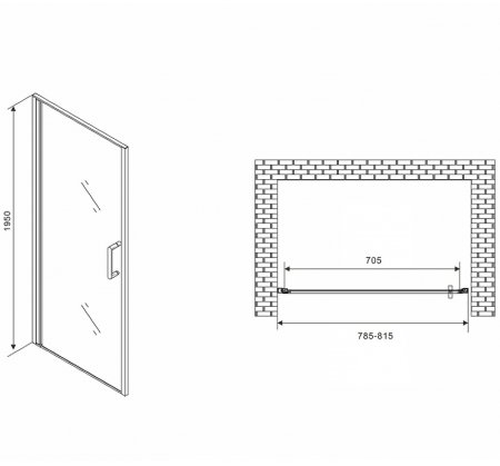 Душевая дверь Abber Sonnenstrand 80 AG04080M профиль Хром стекло матовое 