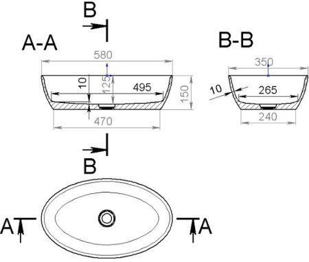 Раковина-чаша Salini Alda 58 110611GRF покраска по RAL полностью глянцевая 