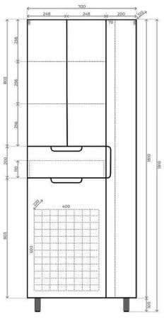 Шкаф пенал Style Line Оптима 70 ЛС-000010058 с бельевой корзиной Белый 