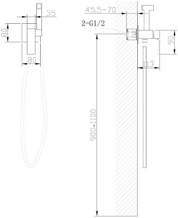 Гигиенический душ со смесителем Abber Wasserfall AF8625 Хром 