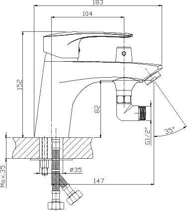 Смеситель на борт ванны Rossinka T T40-38 Хром 