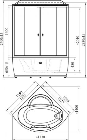 Душевой бокс Radomir Лаура Люкс 1 стекло матовое 