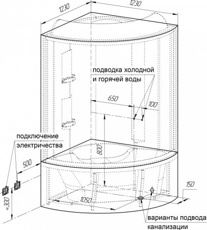 Душевой бокс Radomir Лаура Люкс 1 стекло матовое 