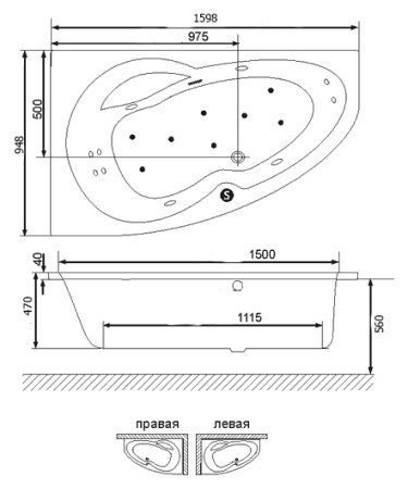Акриловая ванна Excellent Newa 160x95 правая 