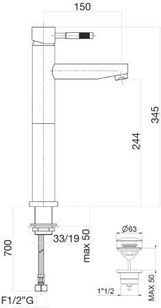 Смеситель для раковины Fiore XENON 44CR5290, хром 