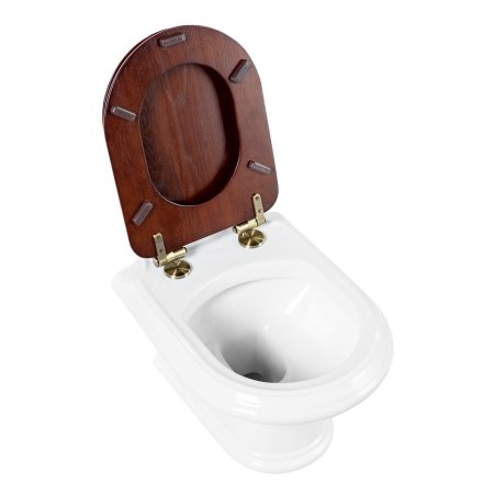 Унитаз подвесной Cezares King Palace, с крышкой-сиденьем CZR-T-163-W-S-BR 