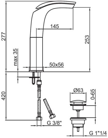 Смеситель для раковины Webert Aria AI832201560, черный 
