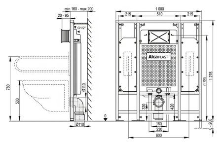 Система инсталляции для унитазов AlcaPlast Sadromodul A101/1300H 
