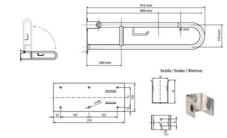 Поручень Bemeta Help program 301102292 U-образный, с держателем рулона 