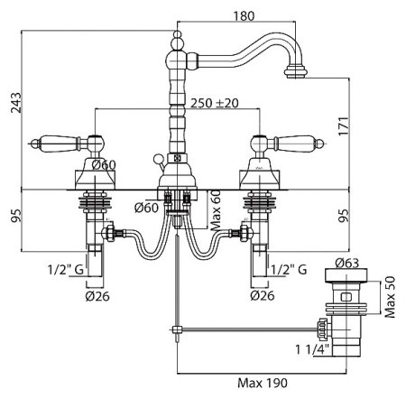 Смеситель Cezares Diamond DIAMOND-BLS2-02-Sw для раковины 