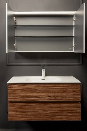 Зеркальный шкаф Boheme Armadi Art Vallessi 100 546-Z с подсветкой Зебрано глянец 