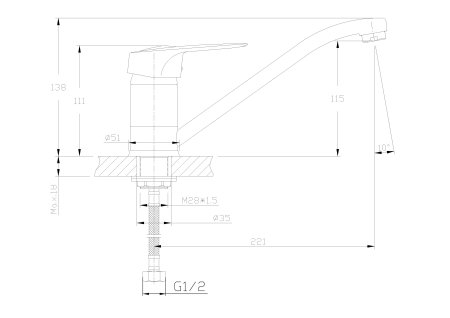 Смеситель для кухни гайка HAIBA HB4904-K 
