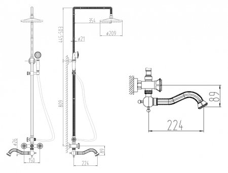 Душевая стойка Zorg Antic A 5002DS-BR 