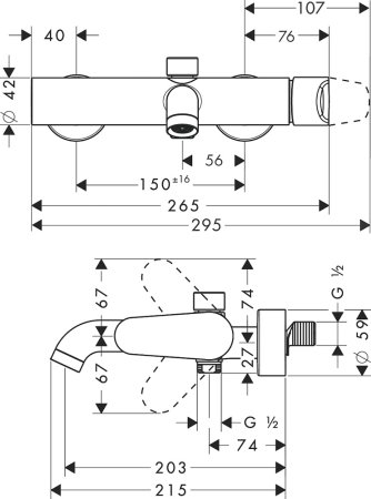 Смеситель Axor Citterio M 34420340 для ванны с душем, шлифованный черный хром 