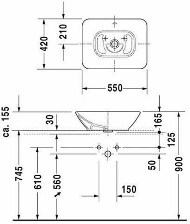 Раковина-чаша Duravit Bacino 55 0334520000 Белая 