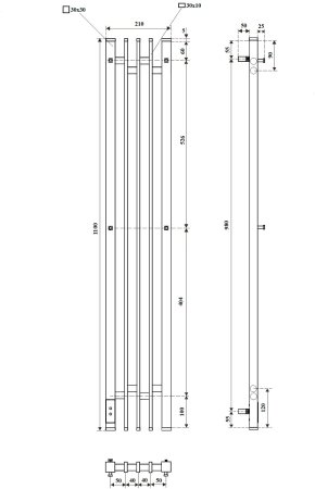 Полотенцесушитель электрический APEXTERMO Delta DL10113GF 1100x180 с крючками, графит металлик 