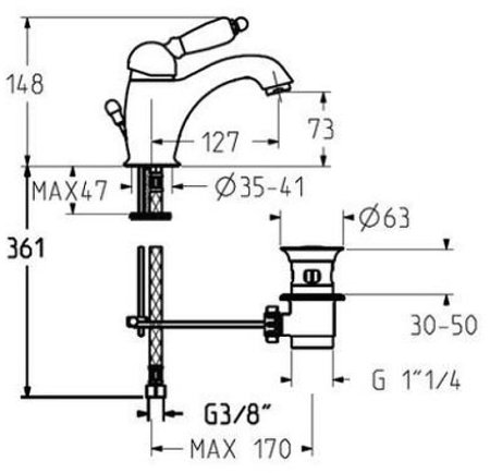 Смеситель для раковины Gattoni Orta 2746/27D0 OLD Золото 24 карат 