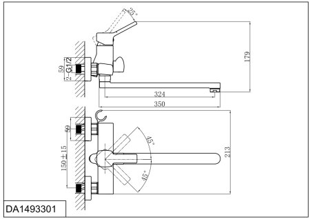 Смеситель для ванны с душем DK Rhein.Dusseldorf (DA1493301) 